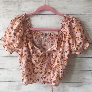 Ruffled Flower Print Blouse